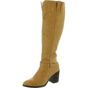 MIA Womens Yellow Elastic Pull Tabs Hamilton Almond Toe Block Heel Boots 8 M